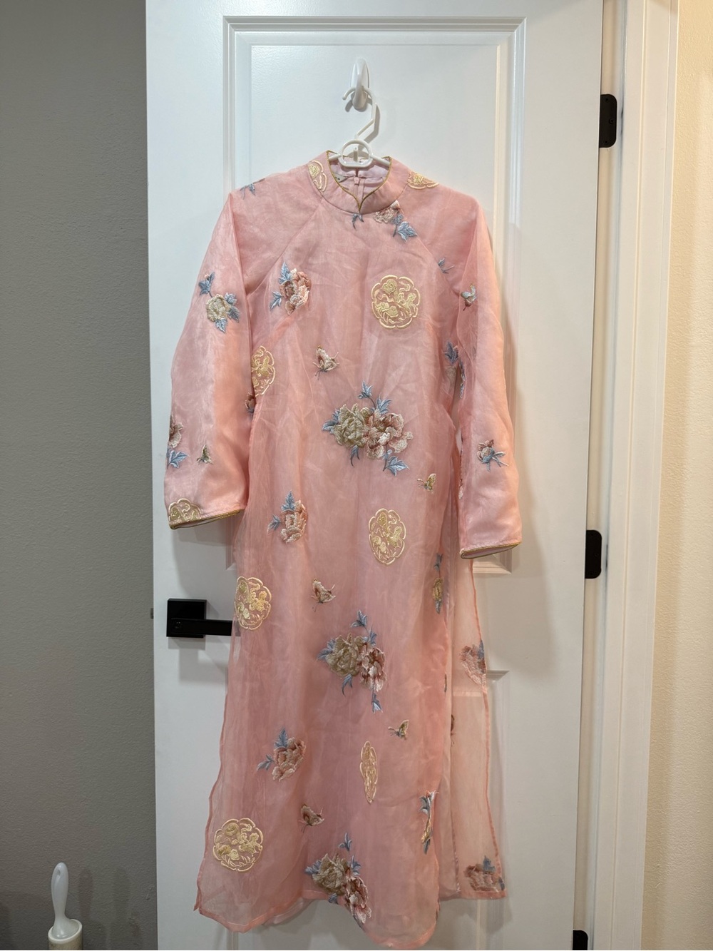 Pink Embroidered Floral Kids Dress